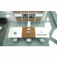 Grande table de réunion X8 avec pieds Design Officity. - Anthracite, Noyer canaletto, 280_5