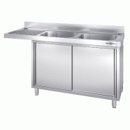 Plonge Inox 2 bacs sur placard avec passage lave-vaisselle - P 700 - GGM - 1800 mm bac à droite_5