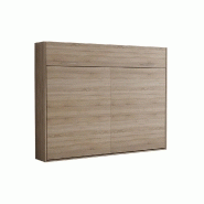 Composition lit escamotable Vertigo chêne naturel - largeur 311 cm - couchage 160x200 cm - gain de place avec colonnes de rangement_5