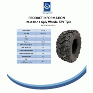 24x9.00-11 Quad ATV Tyres 6ply Wanda P3128 Tubeless Speed  Load 45J (Set of 2)_5