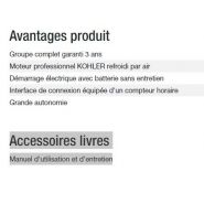 Groupe électrogène Diesel 15000 TA XL Export - Kohler - Puissance max 10 kW - 12,50 kVA - 400V_5