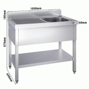 Plonge inox 1 bac avec égouttoir et étagère - P 600 mm - 1000 mm bac à droite_5