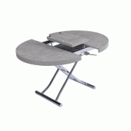 Table basse extensible pour 6 personnes avec plateau gris béton