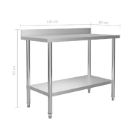 Vidaxl table de travail de cuisine avec dosseret 120x60x93 cm inox 51191_5