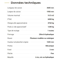 BH 6 benne à ridelles - Rolland - Charge 4760 kg - Polyvalente et robuste