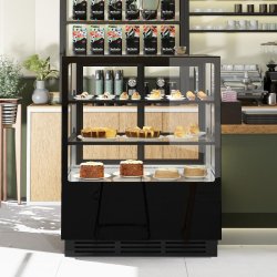 Vitrine réfrigérée de présentation avec service-arrière (l150 x p73 cm) avec éclairage led et 2 étagères