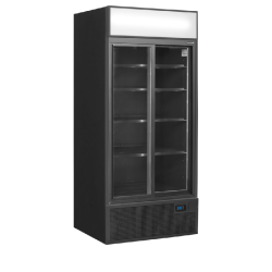 Vitrine réfrigérée noire - gamme FSC - 2 ou 3 portes avec caisson lumineux - finition aluminium noir
