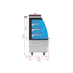 Vitrine réfrigérée semi-verticale LUNA EUROVITRINE - 4 dimensions disponibles, froid positif ventilé, 1m20 à 2m40, inox, italien