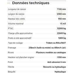 Rollroc 7100 - bennes tp - rolland - charge utile approximative : 22600 kg