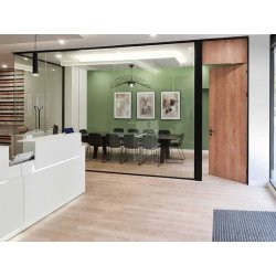 Banque d'accueil droite classique en bois - AVANT, design adaptable à tout environnement