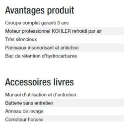 Groupe électrogène diesel silencieux 15000TA - Kohler - 10 kW max - Triphasé 400V