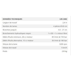 Lamier d'élagage LRS 2402 - Greentec - largeur de travail 2,4 m avec transmission Power Drive et lames WIDIA