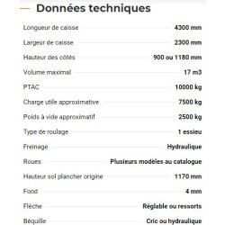Rollfarm 4317 - bennes monocoques - rolland - charge utile approximative : 7500 kg