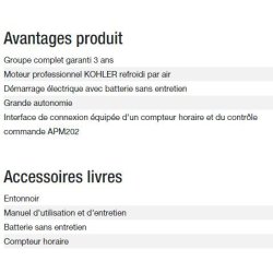 Technic 10000 A C5 groupe électrogène - Kohler - 10,30 kW - monophasé - 50 Hz