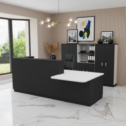 Bureau d'accueil mixte avec PMR Delta Plus - Mobel Linea - 202, Droite, Noir