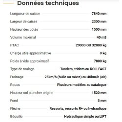 Rollspeed 7840 - Benne agricole monocoque - Rolland - Volume max. 40 m³ - 3 versions disponibles