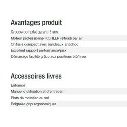 Perform 6500 TB groupe électrogène - Kohler - Gamme Perform - Puissance max 6,5 kW - 50 Hz - 230 V
