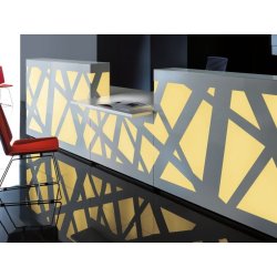 Banque d'accueil rétro-éclairée ZIG ZAG - design innovant avec LED programmable et modules PMR