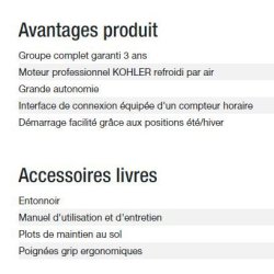 Technic 6500 UK C5 - Groupe électrogène Kohler - 6,30 kW - 50 Hz - 230 V