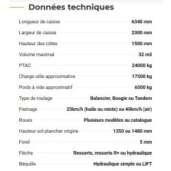 Rollspeed 6332 benne agricole monocoque - rolland - volume maxi. 32 m3