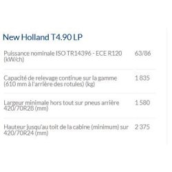 T4.90 LP tracteur agricole - New Holland - 63/86 kW/CH - profil surbaissé et polyvalence en terrains difficiles