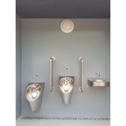 Cabine PMR avec mur urinoir disponible en version manuelle, semi-automatique ou automatique - réf. 2073