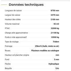 Rollpush 8742 benne agricole monocoque - rolland - volume maxi. 42 m3