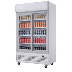 Vitrine réfrigérée 2 portes coulissantes 950 litres avec roulettes - gaz écologique r290