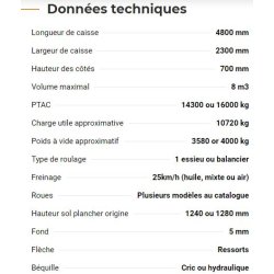 Bm 4800 - bennes tp - rolland - charge utile approximative : 10720 kg
