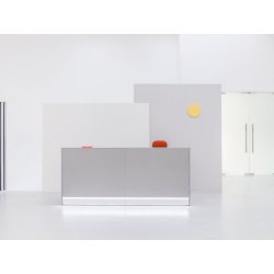 Banque d'accueil LINEA - Verre et lumière moderne, style minimaliste et modulaire