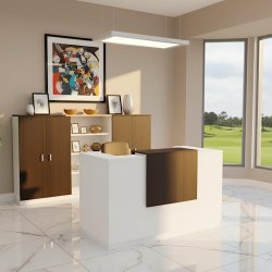Comptoir d'accueil droite Delta Plus - Mobel Linea - 144, Wenge, Blanc, Non