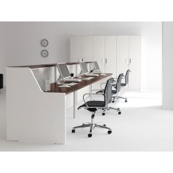 Banque d'accueil d'angle modulaire, idéale pour les espaces d'accueil professionnels - QUADRA