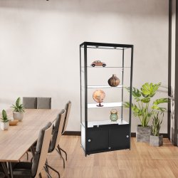 Vitrine Exposition LED H 200 x L 90 x P 45 cm - NOIR - Réf.2228411