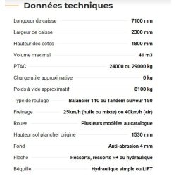 Rollspeed 7141 - Benne agricole monocoque Rolland - Volume maxi 41 m³ - Hauteur de caisse 1m80 et options haute technologie