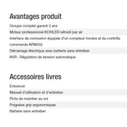 Technic 6500 E AVR M groupe électrogène - Kohler - 6,30 kW - 50 Hz - 230 V