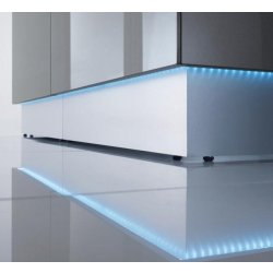 Banque d'accueil lumineuse en angle Linea avec accès bas - MDD - Droite, Sans