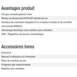 Technic 7500 TA AVR C5 - Groupe électrogène Kohler - Puissance max 6,50 kW - Gamme Technic