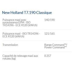 T7.190 Classique - Tracteur agricole New Holland - Puissance 140/190 kW/CH - Moteur NEF SCR ECOBlue™