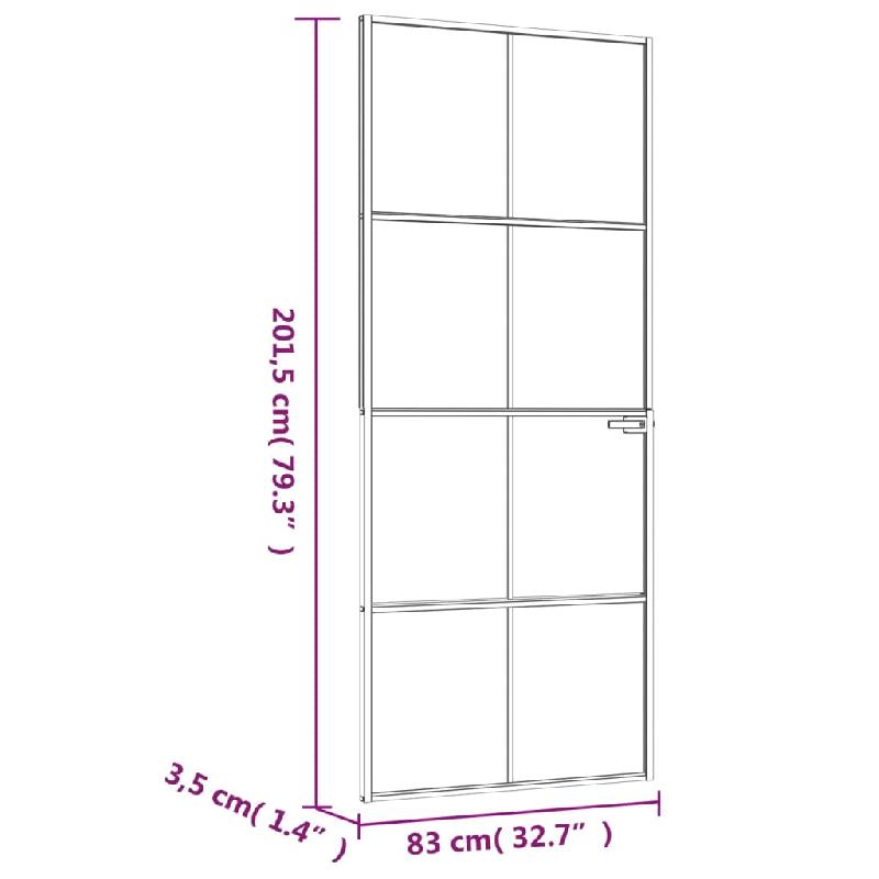 Vidaxl porte d'intérieur blanc 83x201,5 cm trempé verre aluminium fin 153671_6