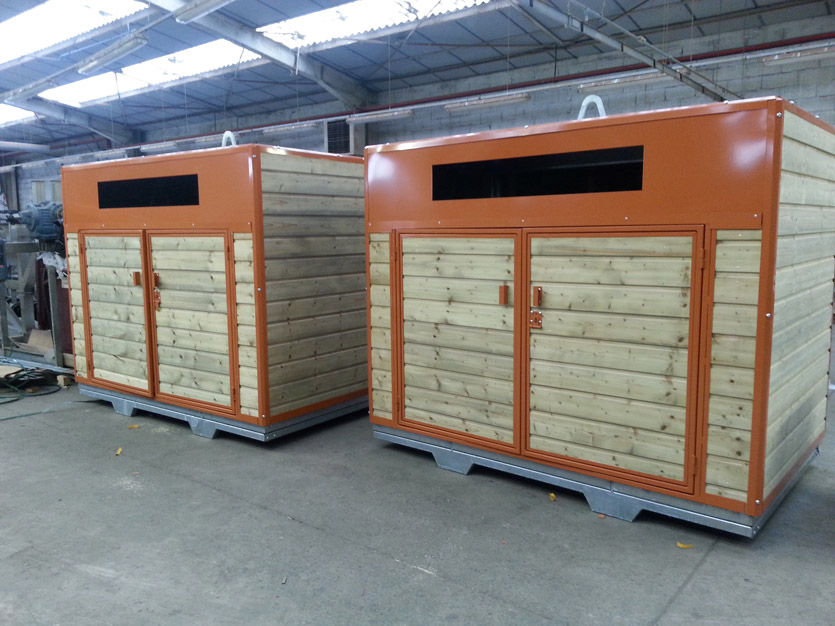 Colonne en bois pour tri des cartons avec options de vidage