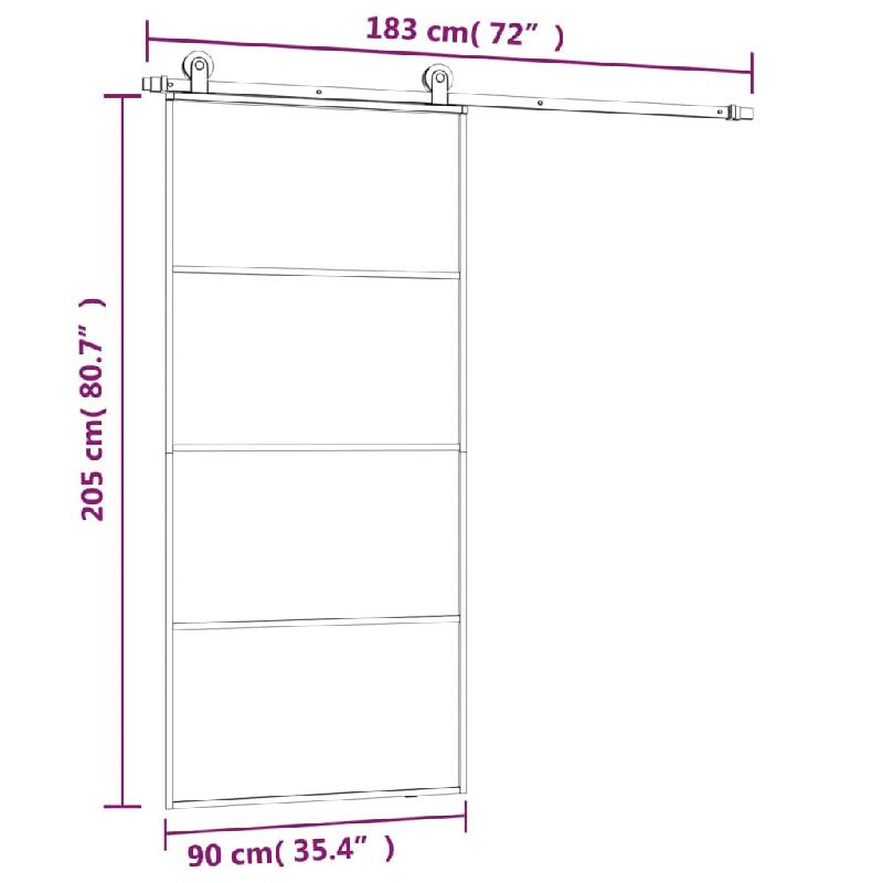 Vidaxl porte coulissante avec kit de quincaillerie 90x205 cm verre esg 3152147_6