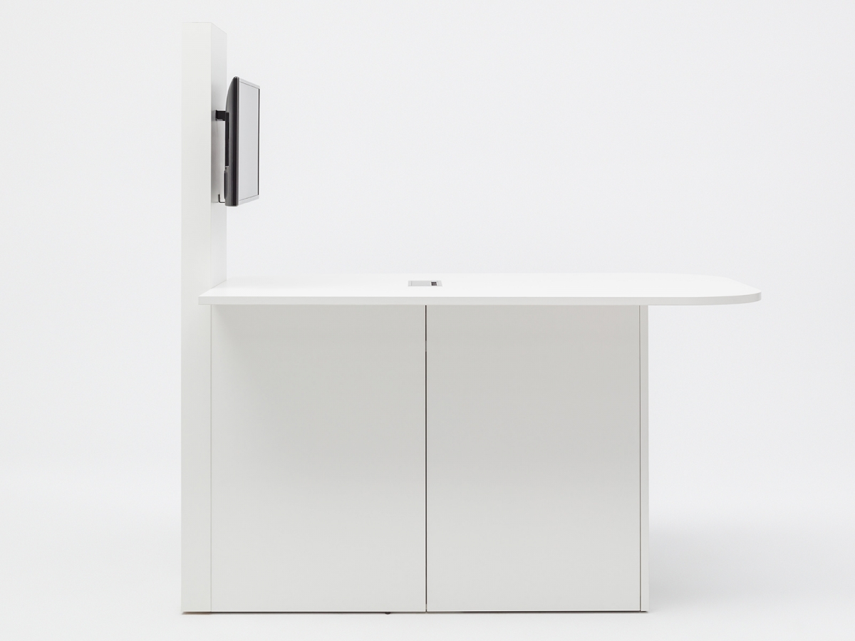 Table multimédia design élégant et épuré - OGI V, connectée avec prises USB, HDMI, RJ45, et rangement intégré_6