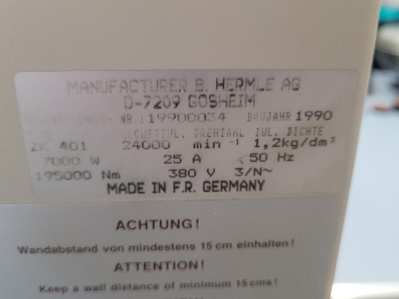 Centrifugeuse haute performance réfrigérée HERMLE ZK-401_6