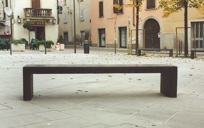 Banc droit public en béton moderne Linea - monobloc avec fibres projetées et haute résistance_6