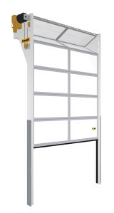 Porte industrielle optimisée pour espaces restreints