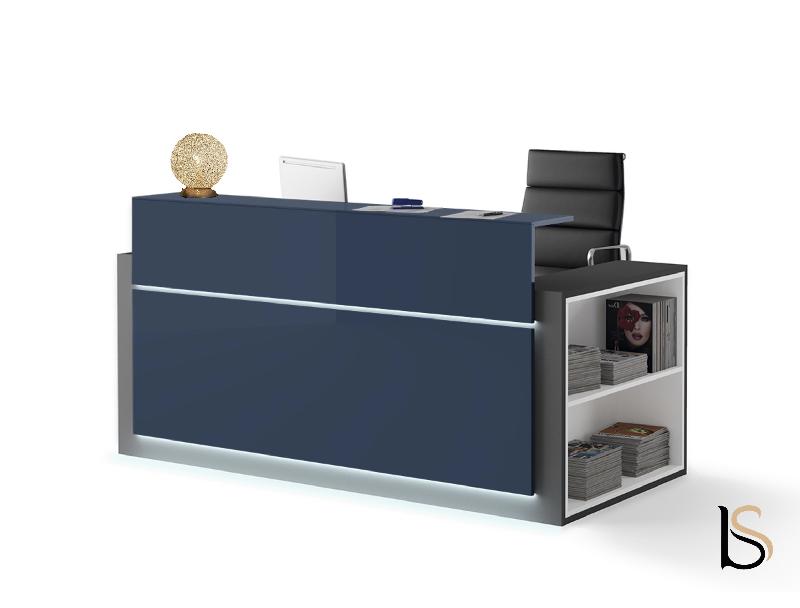 Banque d'accueil lumineuse avec étagère- Ofitres - 157, Droite, Bleu brillant_6