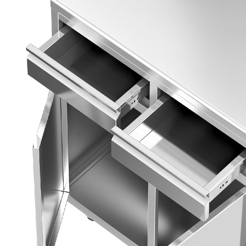 Meuble inox pour machine à café - 800 x 600 mm - 2 tiroirs - 2 portes avec trappe à déchets_6