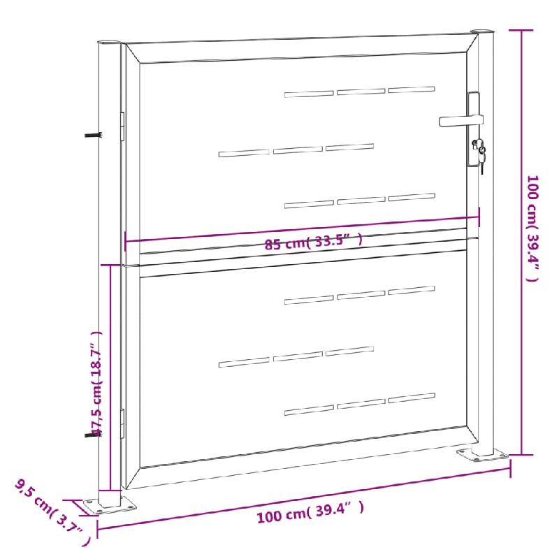 Vidaxl portail de jardin 100x100 cm acier inoxydable 376481_6