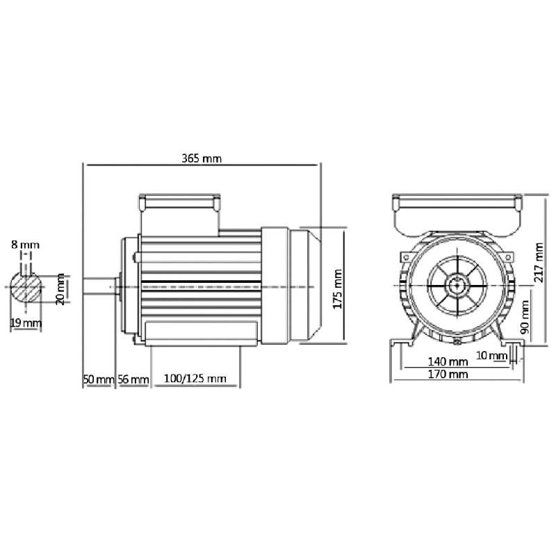 Vidaxl moteur monophasé aluminium 2,2kw/3 ch 2 pôles 2800 tr/min 148002_6