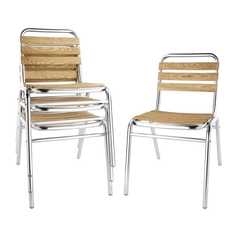 Chaises bistro bois et aluminium empilables - Lot de 4 - Intérieur / Extérieur - GK997 | Bolero_6